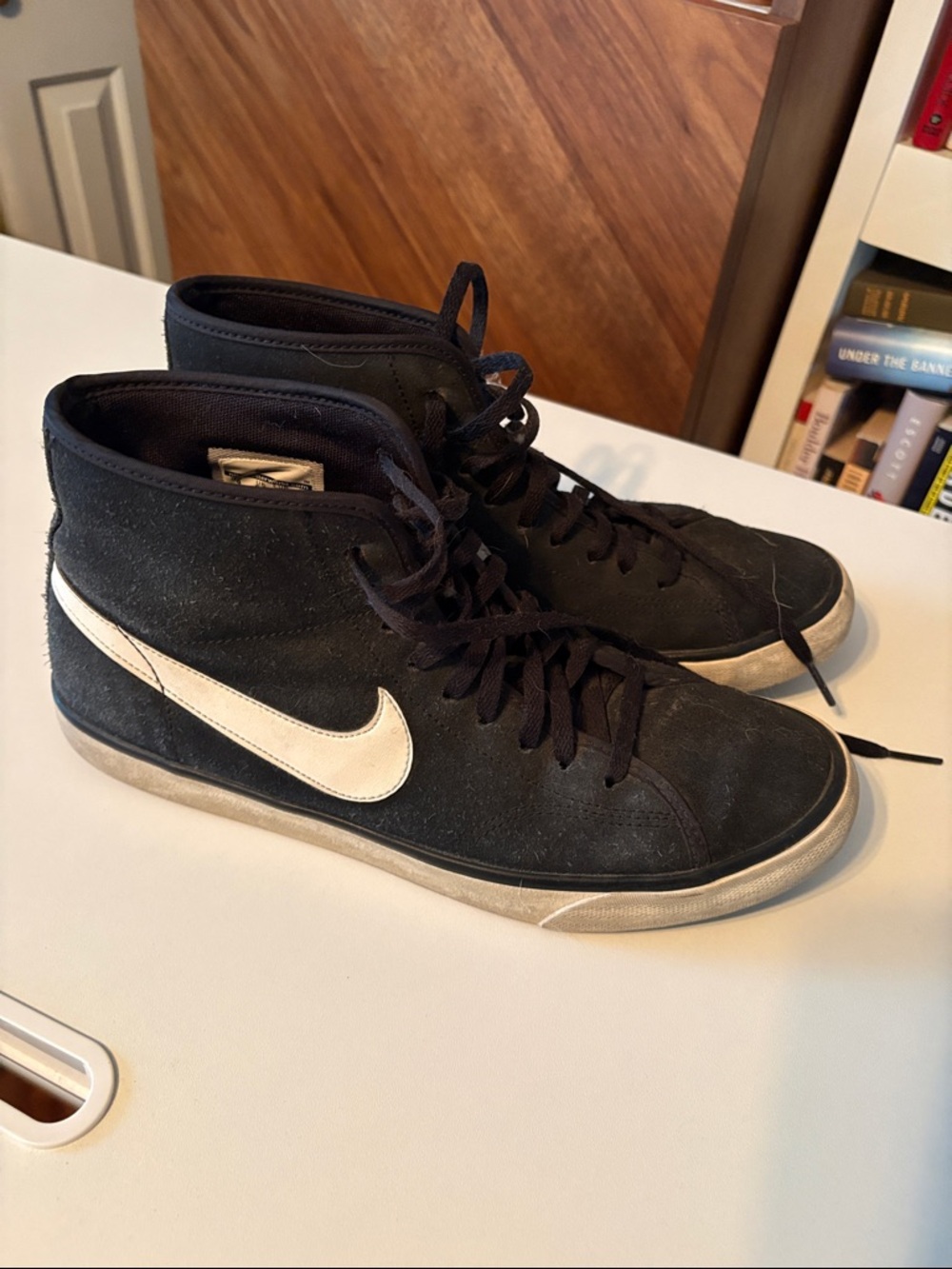 Nike Black High-Top Sneakers with White Swoosh Accent